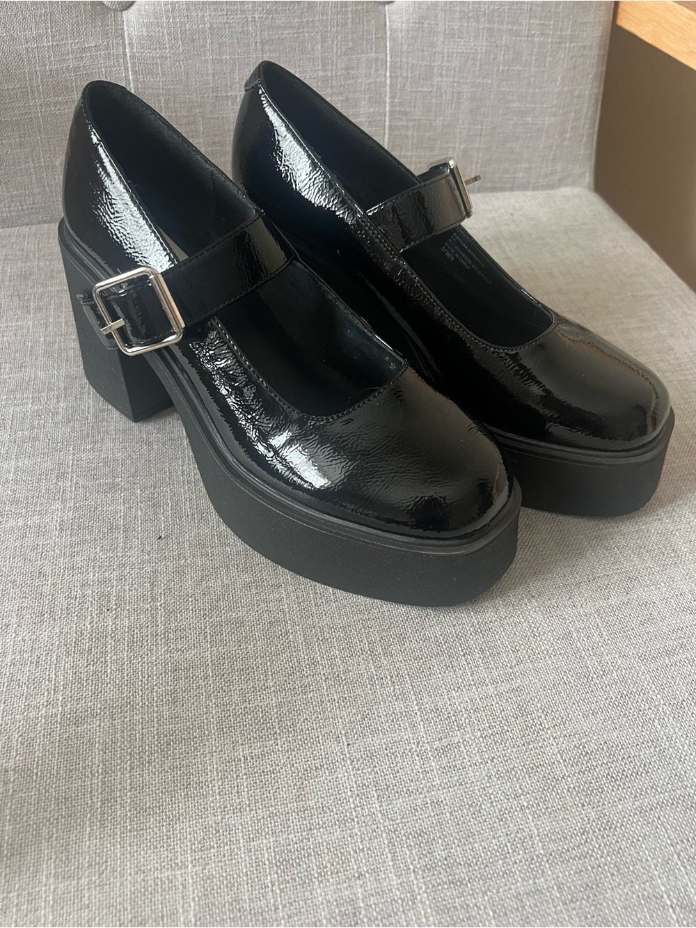 Steve Madden Black Mary Jane block heels, women’s 8, goth Y2K office occasion